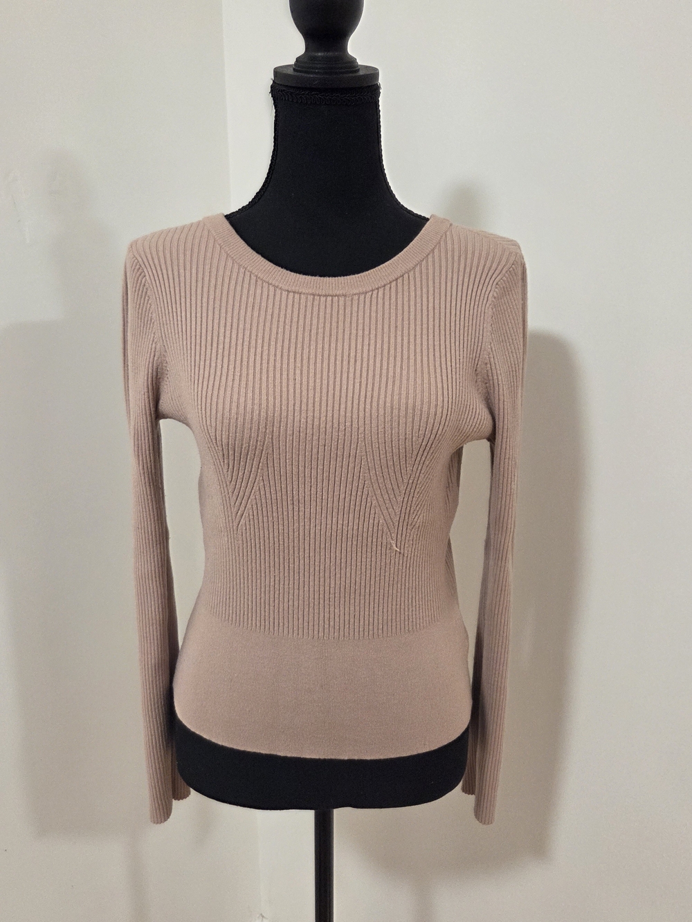 Express Ribbed Crewneck Sweater - Dusty Pink